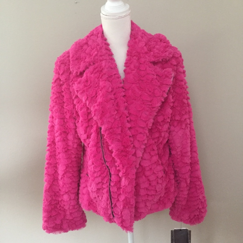 Hi Barbie! - Adrienne Landau Fuschia Faux Fur Jacket